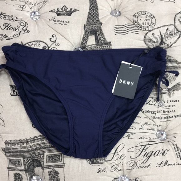 Dkny Solid Ruched Side-Tie Bikini Bottoms - Picture 4 of 5